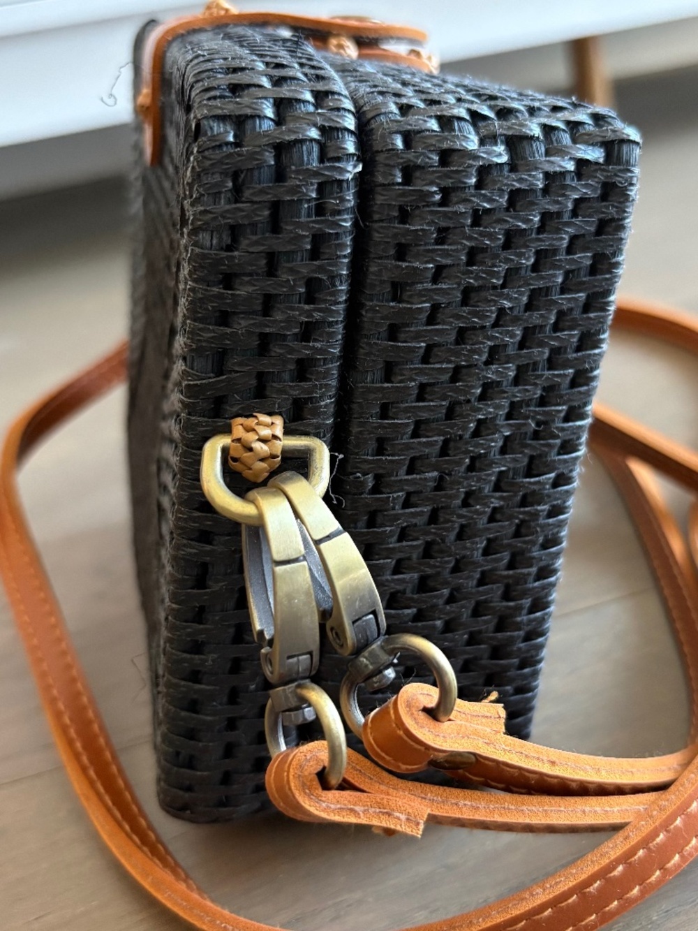 Anthropologie Boxy Rattan Crossbody Bag - Picture 11 of 16